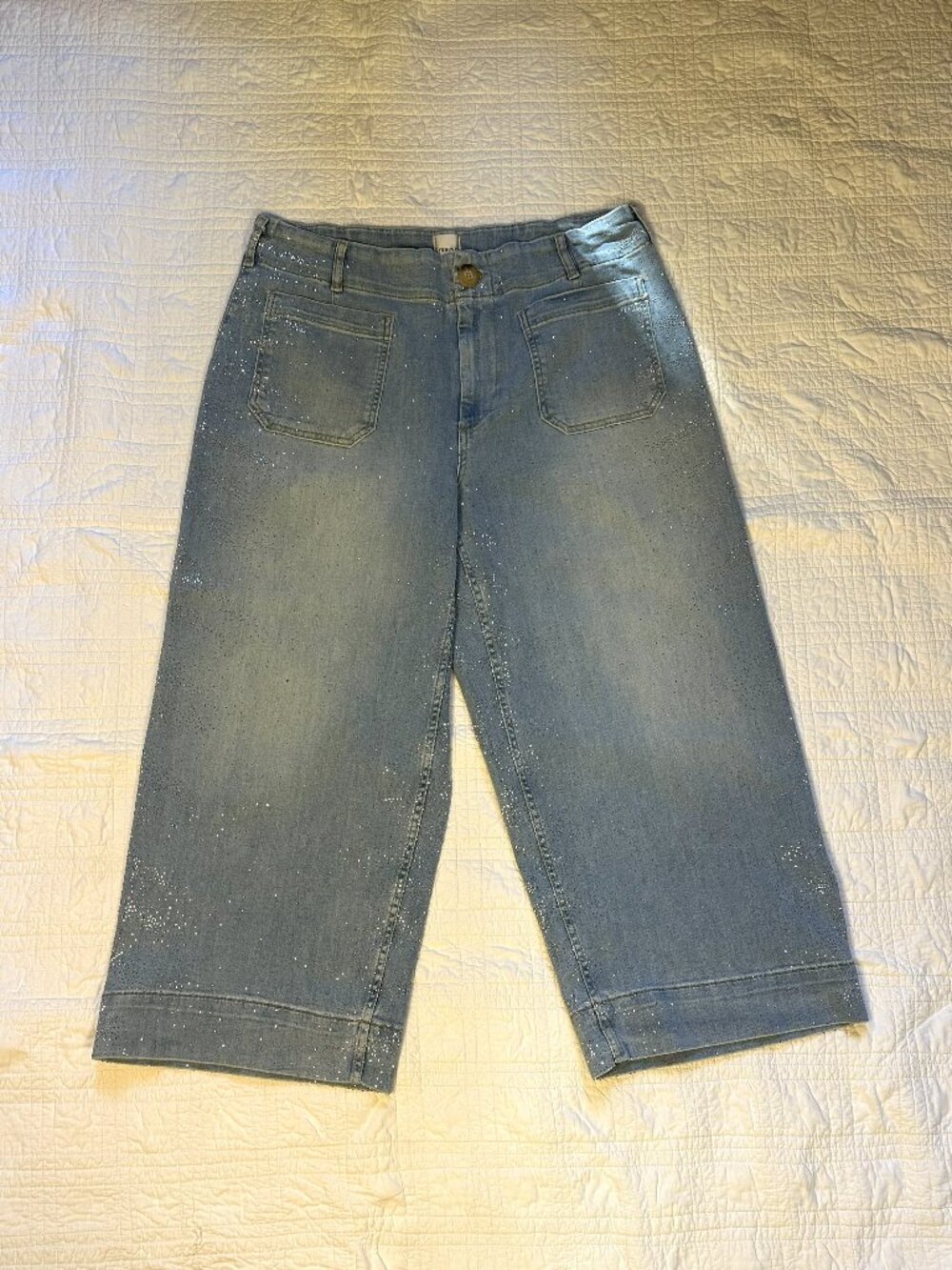 Maeve The Collette Bedazzled Denim Wide Leg Pants NWOT